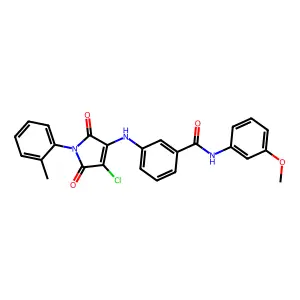 3-[[4-chloro-1-(2-methylphenyl)-2,5-dioxopyrrol-3-yl]amino]-N-(3-methoxyphenyl)benzamide structure