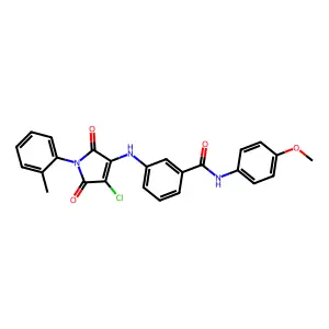 3-[[4-chloro-1-(2-methylphenyl)-2,5-dioxopyrrol-3-yl]amino]-N-(4-methoxyphenyl)benzamide structure