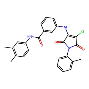 3-[[4-chloro-1-(2-methylphenyl)-2,5-dioxopyrrol-3-yl]amino]-N-(3,4-dimethylphenyl)benzamide structure