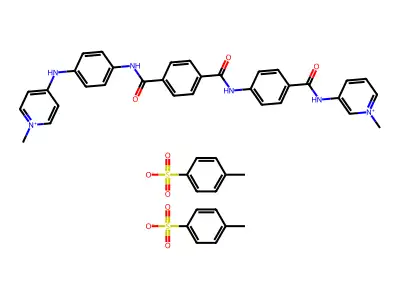 Pyridinium, 1-methyl-3-(p-(p-((p-((1-methylpyridinium-4-yl)amino)phenyl)carbamoyl)benzamido)benzamido)-, di-p-toluenesulfonate structure