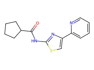 N-[4-(2-pyridinyl)-2-thiazolyl]cyclopentanecarboxamide structure