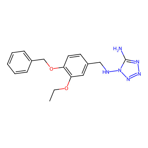 N~1~-[4-(benzyloxy)-3-ethoxybenzyl]-1H-tetrazole-1,5-diamine structure