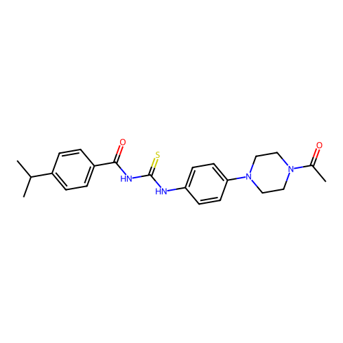 N-{[4-(4-acetylpiperazin-1-yl)phenyl]carbamothioyl}-4-(propan-2-yl)benzamide structure