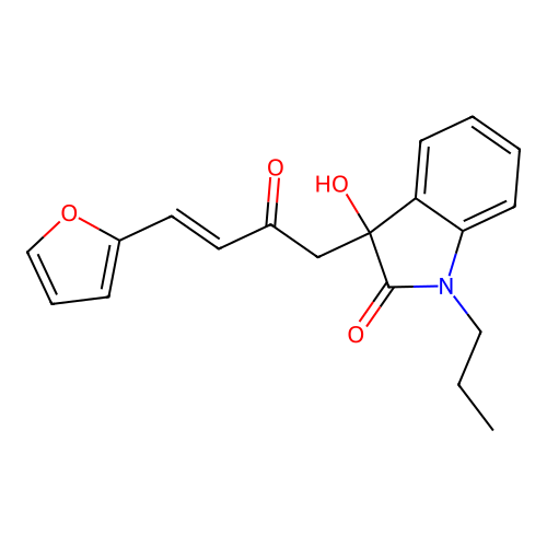 3-[(E)-4-(furan-2-yl)-2-oxobut-3-enyl]-3-hydroxy-1-propylindol-2-one structure