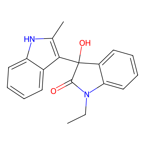 1'-ethyl-3'-hydroxy-2-methyl-1',3'-dihydro-1H,2'H-3,3'-biindol-2'-one structure