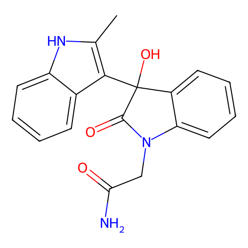 2-(3-hydroxy-2'-methyl-2-oxo-2,3-dihydro-1H,1'H-3,3'-biindol-1-yl)acetamide structure