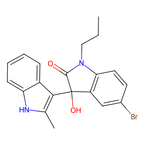 5'-bromo-3'-hydroxy-2-methyl-1'-propyl-1',3'-dihydro-1H,2'H-3,3'-biindol-2'-one structure