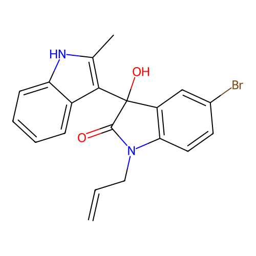 1-Allyl-5-bromo-3-hydroxy-3-(2-methyl-1H-indol-3-yl)indolin-2-one structure