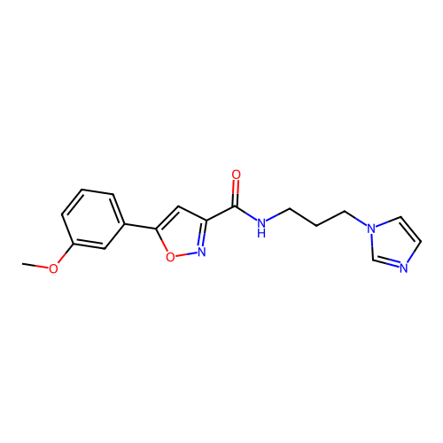 N-(3-imidazolylpropyl)[5-(3-methoxyphenyl)isoxazol-3-yl]carboxamide structure