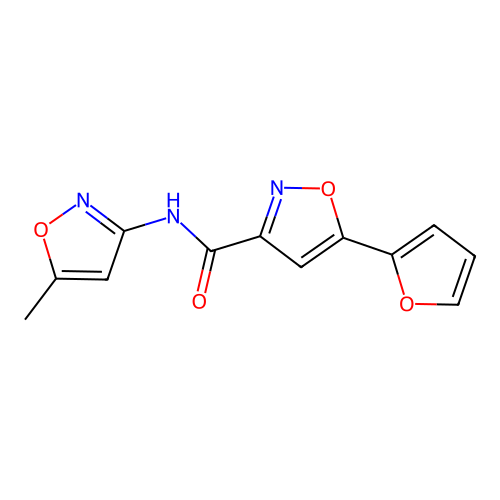 5-(2-furyl)-N-(5-methylisoxazol-3-yl)isoxazole-3-carboxamide structure