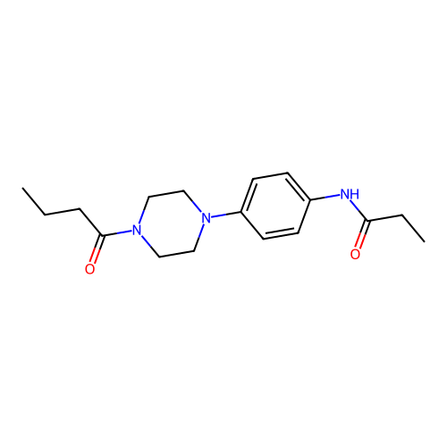 N-[4-(4-butanoylpiperazin-1-yl)phenyl]propanamide structure