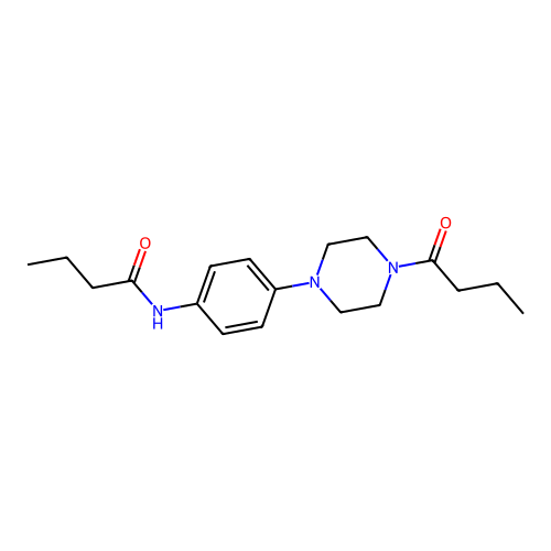 N-[4-(4-butanoylpiperazin-1-yl)phenyl]butanamide structure