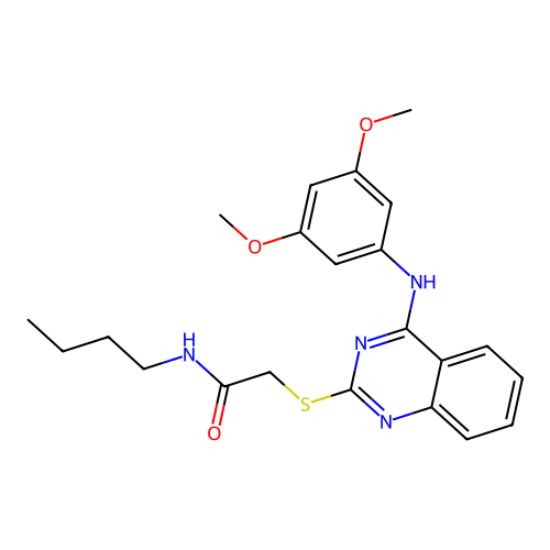 N-butyl-2-[4-(3,5-dimethoxyanilino)quinazolin-2-yl]sulfanylacetamide structure