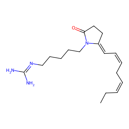 Guanidine, (5-((2E)-2-(2Z,5Z)-2,5-octadienylidene-5-oxo-1-pyrrolidinyl)pentyl)- structure