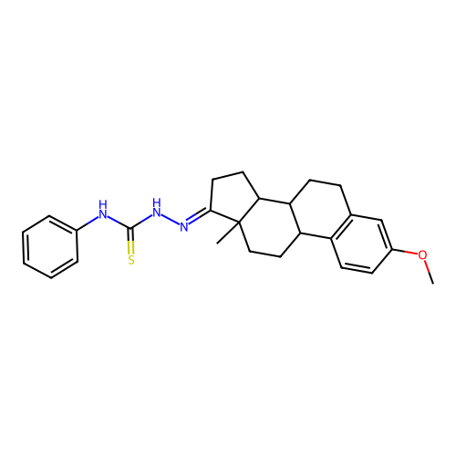 1-[(E)-(3-methoxy-13-methyl-7,8,9,11,12,14,15,16-octahydro-6H-cyclopenta[a]phenanthren-17-ylidene)amino]-3-phenylthiourea structure