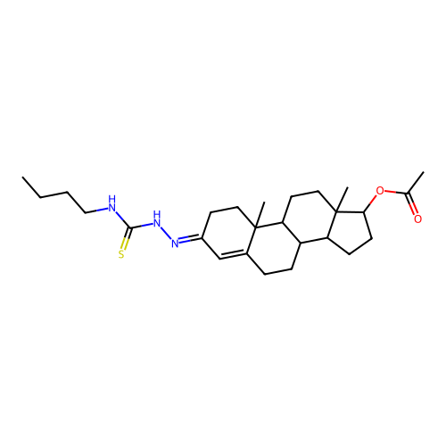 (3E)-3-[2-(Butylcarbamothioyl)hydrazinylidene]androst-4-en-17-yl acetate structure