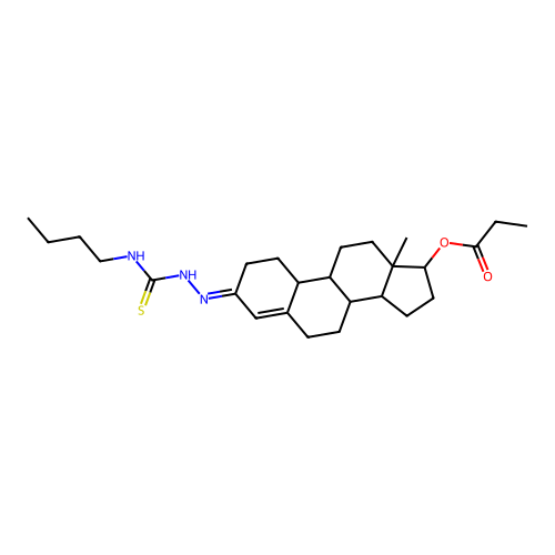 (3E)-3-[2-(Butylcarbamothioyl)hydrazinylidene]estr-4-en-17-yl propanoate structure