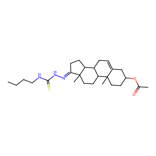 (17E)-17-[2-(Butylcarbamothioyl)hydrazinylidene]androst-5-en-3-yl acetate structure