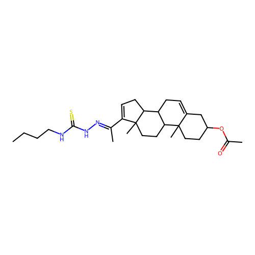 (20E)-20-[2-(Butylcarbamothioyl)hydrazinylidene]pregna-5,16-dien-3-yl acetate structure