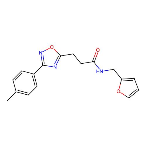 N-(furan-2-ylmethyl)-3-[3-(4-methylphenyl)-1,2,4-oxadiazol-5-yl]propanamide structure
