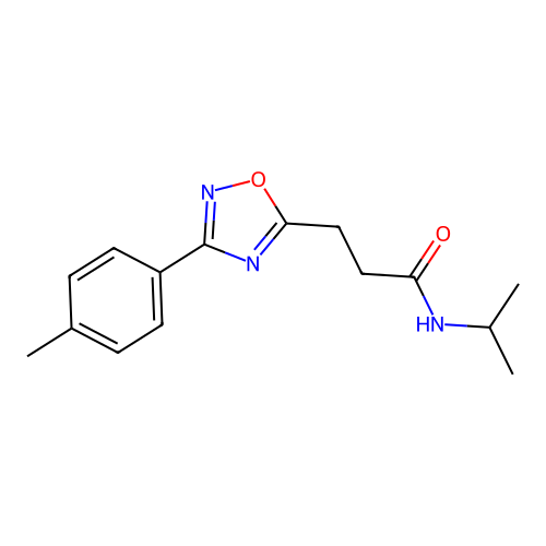 3-[3-(4-methylphenyl)-1,2,4-oxadiazol-5-yl]-N-propan-2-ylpropanamide structure