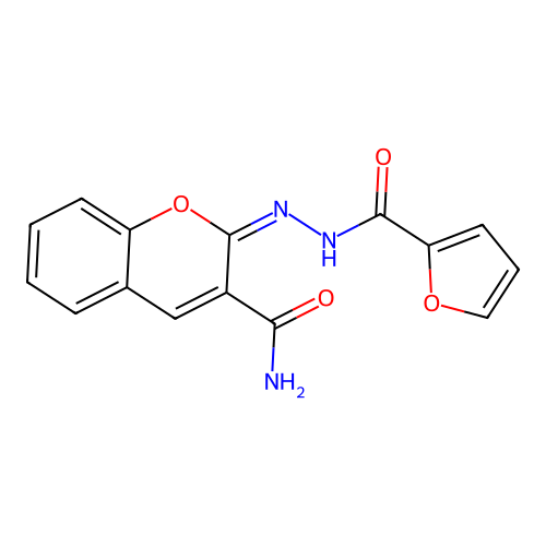(2E)-2-(furan-2-carbonylhydrazinylidene)chromene-3-carboxamide structure