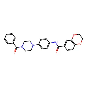 N-[4-(4-benzoylpiperazin-1-yl)phenyl]-2,3-dihydro-1,4-benzodioxine-6-carboxamide structure