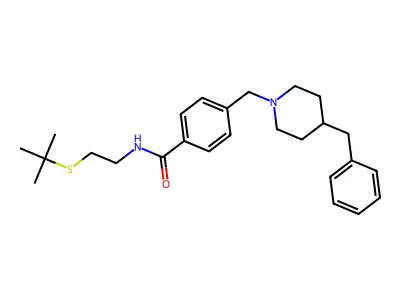 4-[(4-benzylpiperidin-1-yl)methyl]-N-(2-tert-butylsulfanylethyl)benzamide structure
