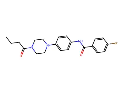 4-bromo-N-[4-(4-butanoylpiperazin-1-yl)phenyl]benzamide structure