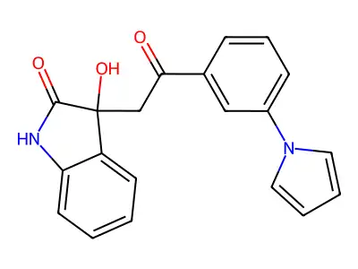 3-hydroxy-3-{2-oxo-2-[3-(1H-pyrrol-1-yl)phenyl]ethyl}-1,3-dihydro-2H-indol-2-one structure
