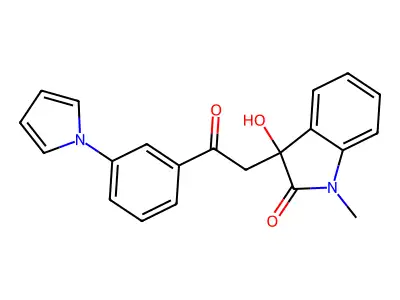 3-hydroxy-1-methyl-3-{2-oxo-2-[3-(1H-pyrrol-1-yl)phenyl]ethyl}-1,3-dihydro-2H-indol-2-one structure