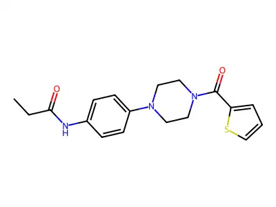 N-{4-[4-(2-thienylcarbonyl)-1-piperazinyl]phenyl}propanamide structure