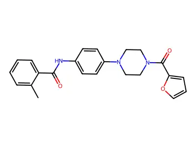 N-[4-[4-(furan-2-carbonyl)piperazin-1-yl]phenyl]-2-methylbenzamide structure