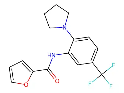 N-[2-(1-pyrrolidinyl)-5-(trifluoromethyl)phenyl]-2-furamide structure