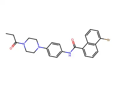 5-bromo-N-[4-(4-propanoylpiperazin-1-yl)phenyl]naphthalene-1-carboxamide structure