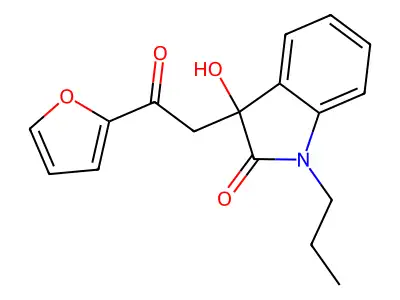 3-[2-(furan-2-yl)-2-oxoethyl]-3-hydroxy-1-propyl-1,3-dihydro-2H-indol-2-one structure