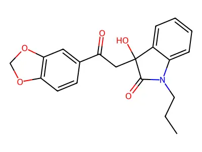 3-[2-(1,3-benzodioxol-5-yl)-2-oxoethyl]-3-hydroxy-1-propyl-1,3-dihydro-2H-indol-2-one structure