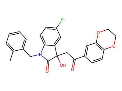 5-chloro-3-[2-(2,3-dihydro-1,4-benzodioxin-6-yl)-2-oxoethyl]-3-hydroxy-1-(2-methylbenzyl)-1,3-dihydro-2H-indol-2-one structure