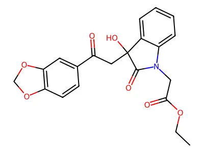 ethyl 2-(3-(2-(benzo[d][1,3]dioxol-5-yl)-2-oxoethyl)-3-hydroxy-2-oxoindolin-1-yl)acetate structure