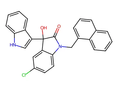 5-chloro-3-hydroxy-3-(1H-indol-3-yl)-1-(naphthalen-1-ylmethyl)indol-2-one structure