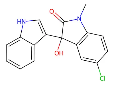 5-chloro-3-hydroxy-3-(1H-indol-3-yl)-1-methylindol-2-one structure