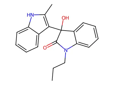 3-hydroxy-3-(2-methyl-1H-indol-3-yl)-1-propylindol-2-one structure