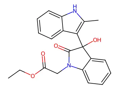 ethyl (3-hydroxy-2'-methyl-2-oxo-2,3-dihydro-1H,1'H-3,3'-biindol-1-yl)acetate structure
