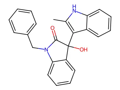 1-benzyl-3-hydroxy-3-(2-methyl-1H-indol-3-yl)indol-2-one structure