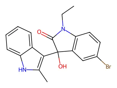 5'-bromo-1'-ethyl-3'-hydroxy-2-methyl-1',3'-dihydro-1H,2'H-3,3'-biindol-2'-one structure
