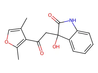 3-[2-(2,4-dimethylfuran-3-yl)-2-oxoethyl]-3-hydroxy-1,3-dihydro-2H-indol-2-one structure