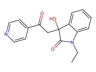 1-ethyl-3-hydroxy-3-[2-oxo-2-(4-pyridinyl)ethyl]-1,3-dihydro-2H-indol-2-one structure