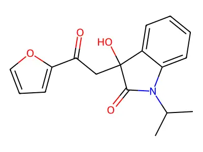 3-[2-(furan-2-yl)-2-oxoethyl]-3-hydroxy-1-(propan-2-yl)-1,3-dihydro-2H-indol-2-one structure