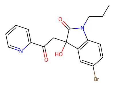 5-bromo-3-hydroxy-3-[2-oxo-2-(pyridin-2-yl)ethyl]-1-propyl-1,3-dihydro-2H-indol-2-one structure