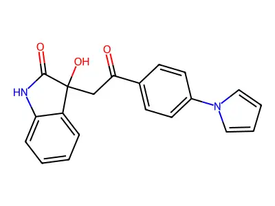 3-hydroxy-3-{2-oxo-2-[4-(1H-pyrrol-1-yl)phenyl]ethyl}-1,3-dihydro-2H-indol-2-one structure